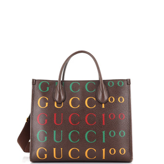 Gucci 100 Tote Printed Leather Small