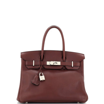 Hermes Birkin Handbag Red Swift with Palladium Hardware 30