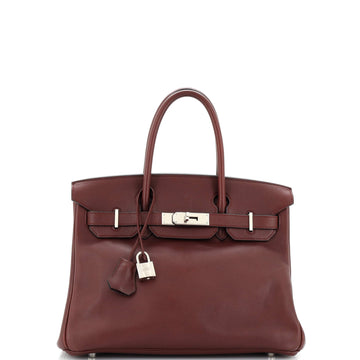 Hermes Birkin Handbag Red Swift with Palladium Hardware 30