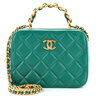 Chanel Woven Chain Top Handle Vanity Case Quilted Lambskin Medium
