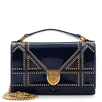 Christian Dior Diorama Top Handle Wallet on Chain Studded Patent
