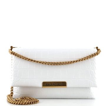 Balenciaga Triplet Shoulder Bag Crocodile Embossed Leather Small
