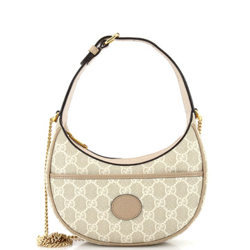 Gucci Interlocking G Patch Half Moon Hobo GG Coated Canvas Mini