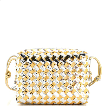 Bottega Veneta Loop Crossbody Bag Metallic Intrecciato Leather Small