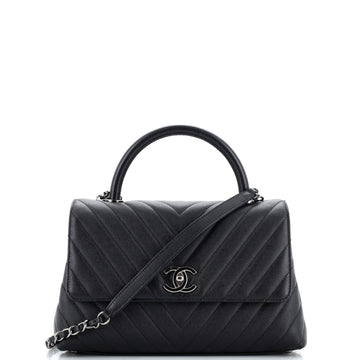 Chanel Coco Top Handle Bag Chevron Caviar Small