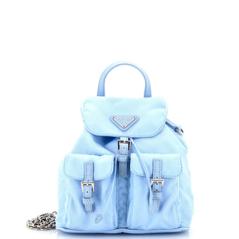 Prada Double Pocket Backpack Chain Shoulder Bag Re-Nylon Mini