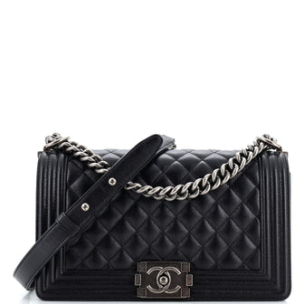 Chanel Boy Flap Bag Quilted Caviar Old Medium