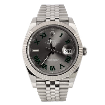 Rolex Oyster Perpetual Datejust Wimbledon Automatic Watch Stainless Steel and White Gold 41
