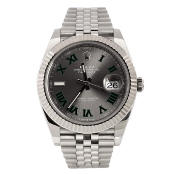 Rolex Oyster Perpetual Datejust Wimbledon Automatic Watch Stainless Steel and White Gold 41