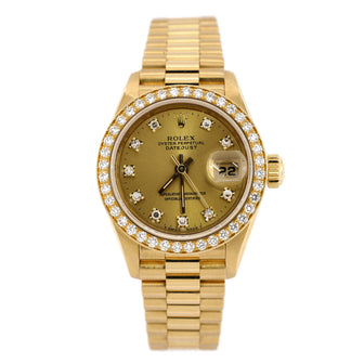 Rolex Oyster Perpetual President Datejust Automatic Watch Yellow Gold with Diamond Bezel and Markers 26