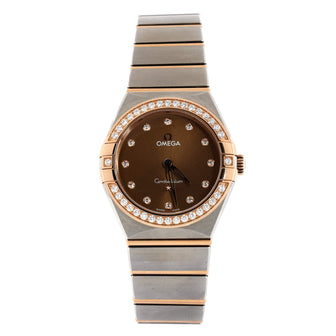 Omega Constellation Quartz Watch Stainless Steel and Sedna Gold with Diamond Bezel and Markers 28