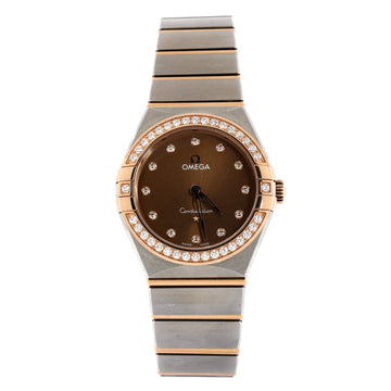 Omega Constellation Quartz Watch Stainless Steel and Sedna Gold with Diamond Bezel and Markers 28