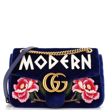 Gucci GG Marmont Flap Bag Embroidered Matelasse Velvet Medium