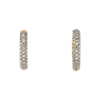 David Yurman Petite Pave Huggie Hoop Earrings 18K Yellow Gold with Diamonds 14mm
