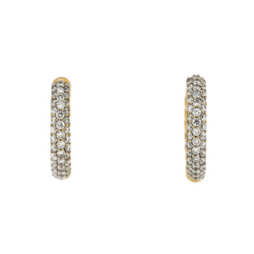 David Yurman Petite Pave Huggie Hoop Earrings 18K Yellow Gold with Diamonds 14mm