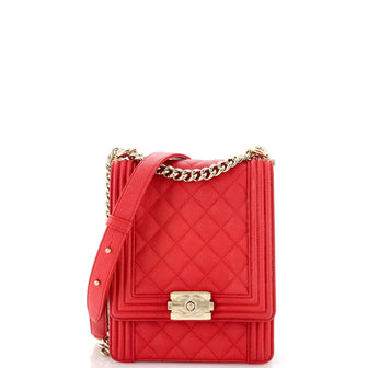 Chanel North South Boy Flap Bag Quilted Caviar Small