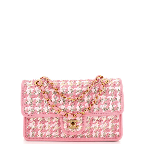 あ*じ様 CHANELレディースバッチ Chanel Classic Single Flap Bag Woven Lambskin and Viscose Small