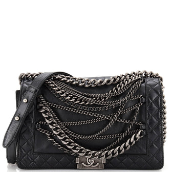 Chanel Boy Flap Bag Enchained Lambskin New Medium