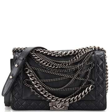 Chanel Boy Flap Bag Enchained Lambskin New Medium