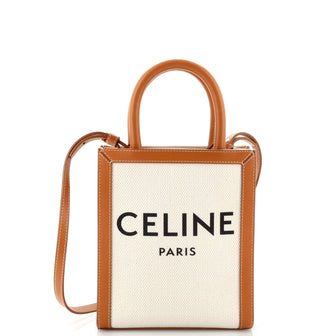 Celine Vertical Cabas Tote Canvas with Leather Mini