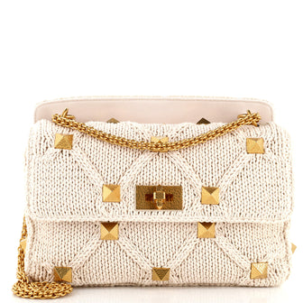Valentino Garavani Roman Stud Flap Bag Quilted Knit Large