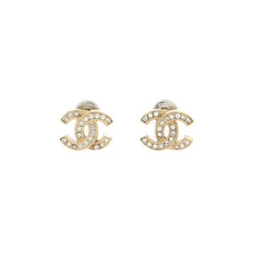Chanel CC Stud Earrings Metal with Crystals