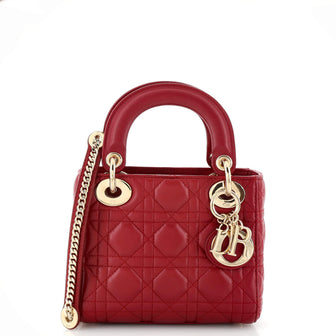 Christian Dior Lady Dior Chain Bag Cannage Quilt Lambskin Mini