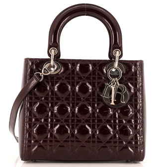 Christian Dior Lady Dior Bag Cannage Quilt Patent Medium