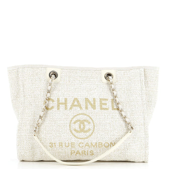 Chanel Deauville Tote Raffia with Glitter Detail Small
