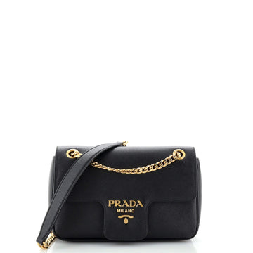 Prada Pattina Flap Shoulder Bag Saffiano Leather Small