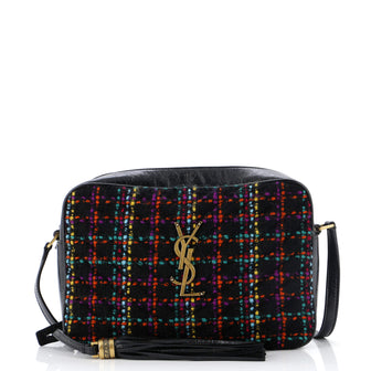 Saint Laurent Lou Camera Bag Matelasse Chevron Tweed and Leather Small