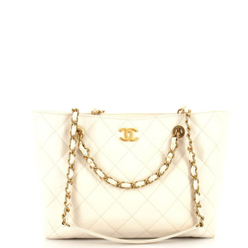 Chanel CC Trapezoid Chain Shopping Tote Quilted Caviar Small