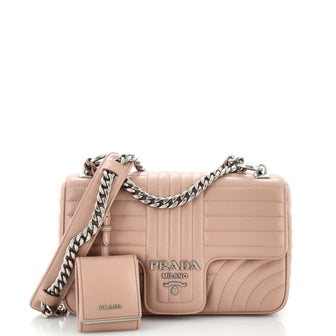 Prada Chain Flap Shoulder Bag Diagramme Quilted Leather Medium