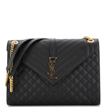 Saint Laurent Classic Monogram Envelope Satchel Mixed Matelasse Leather Large