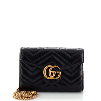 Gucci GG Marmont Chain Wallet Matelasse Leather Mini