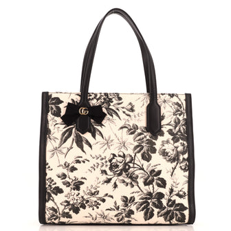 Gucci GG Ribbon Tote Coated Printed Canvas Medium
