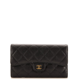 Chanel L-Flap Wallet Quilted Caviar Long