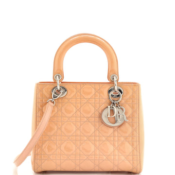 Christian Dior Lady Dior Bag Cannage Quilt Patent Medium