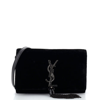 Saint Laurent Classic Monogram Tassel Crossbody Bag Velvet Small