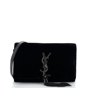 Saint Laurent Classic Monogram Tassel Crossbody Bag Velvet Small