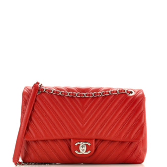 Chanel Double Stitch Flap Bag Chevron Lambskin Jumbo