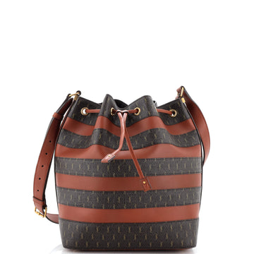 Saint Laurent Le Monogramme Striped Bucket Bag Monogram All Over Coated Canvas and Leather