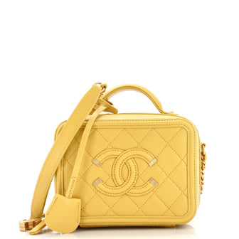 Chanel Filigree Vanity Case Quilted Caviar Small