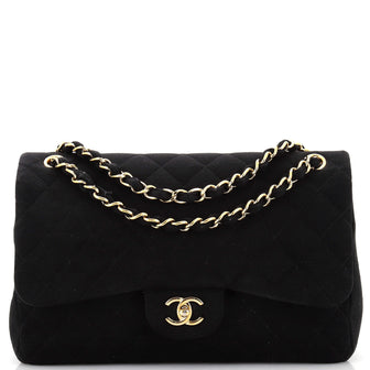 Chanel Classic Double Flap Bag Quilted Jersey Jumbo