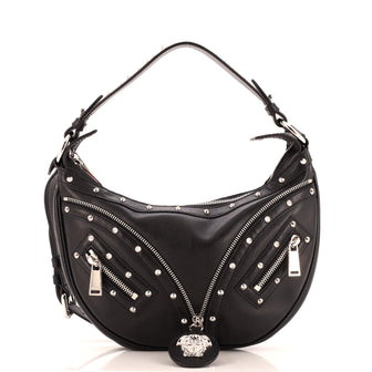 Versace Repeat Hobo Studded Leather Small
