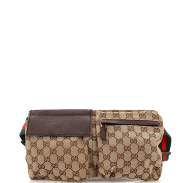 Gucci Vintage Double Belt Bag GG Canvas