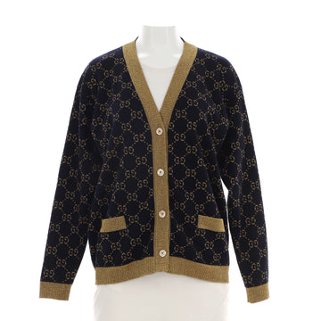Gucci Women's V-Neck Cardigan GG Lame Cotton Blend