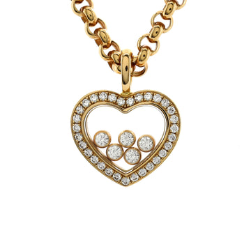 Chopard Happy Diamonds Heart Pendant Necklace 18K Yellow Gold with Diamonds and 5 Floating Diamonds