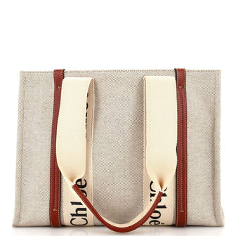 Chloe Woody Tote Canvas with Leather Medium