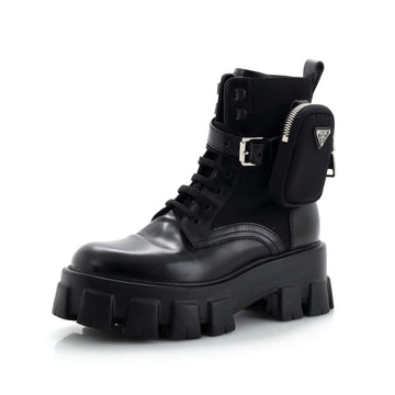 Prada Monolith Combat Boots Leather and Nylon